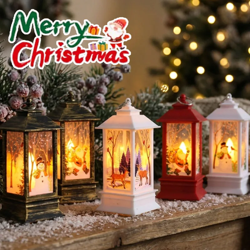 1-4PCS Christmas Lantern LED Warm Light Vintage Night Lamp Hanging Light for Christmas Party New Year Gift Home Decoration