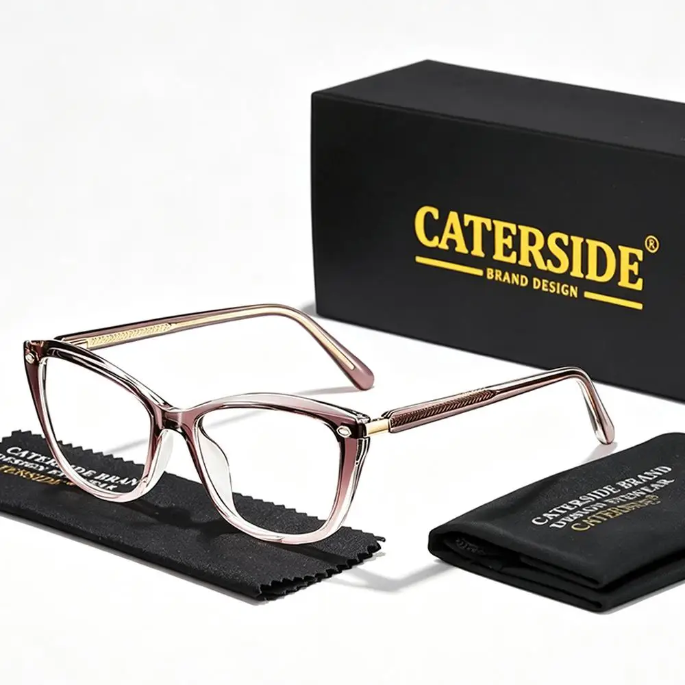 CATERSIDE Neue Modische Damen-Cat-Eye-Brille mit Blaulichtfilter, Hochwertige TR-90-Fassung, Herren-Outdoor-Business-Dekorationsbrille – Detail 11