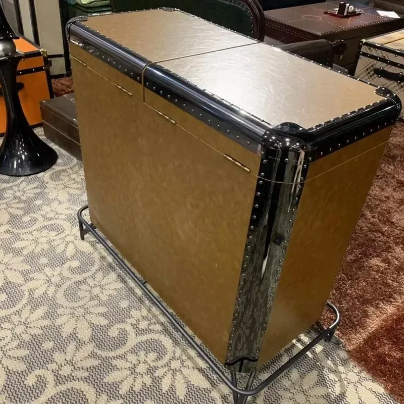 American retro light luxury high-end/leather cabinet/cigar drawer locker porch cabinet