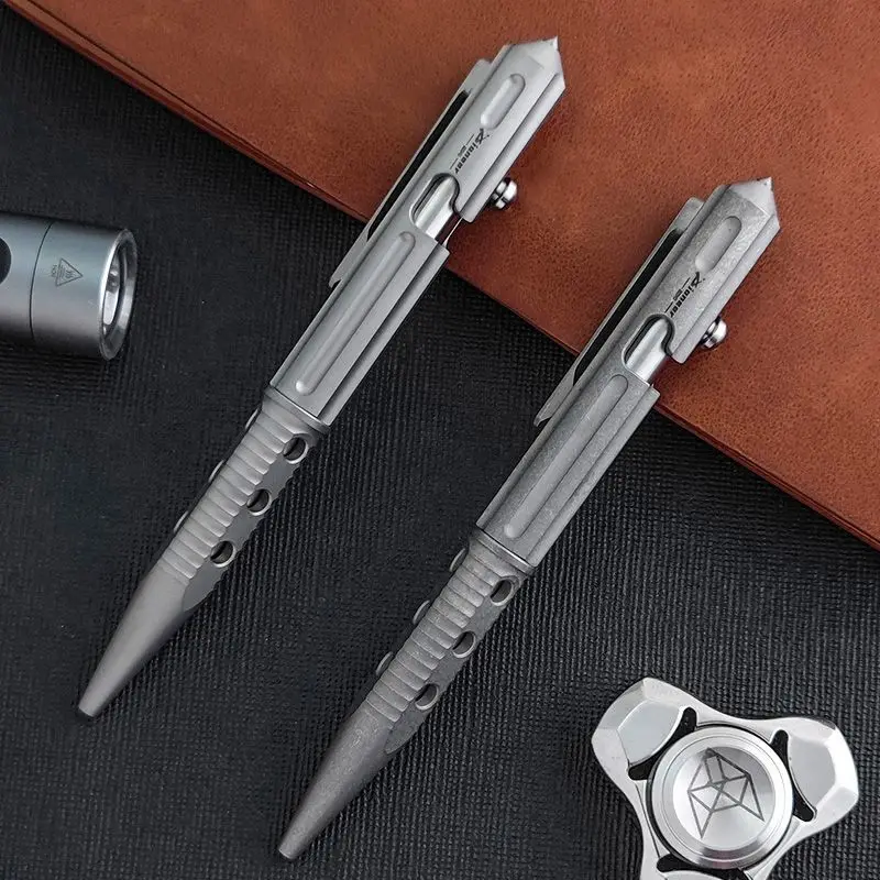 Outdoor Portable EDC Multi-functional Titanium Alloy Tactical Pen with Tungsten Steel Head, Car Emergency Window Breaking Tool