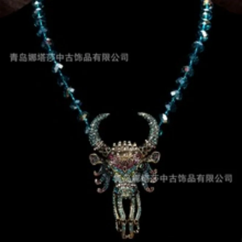 أقراط متوسطة الطراز الأوروبية والأمريكية، مجموعة مجوهرات شرابة رأس الثور العصرية والفاخرة، صناعة ثقيلة كاملة الماس