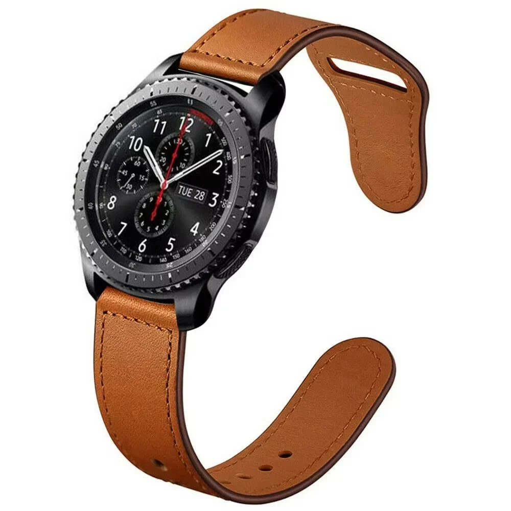 20mm 22mm PU Leather Strap for Samsung Galaxy Watch 6 Classic 5 Pro 3 45mm, Gear S3, Soft Leather Dress Band, Quick Release