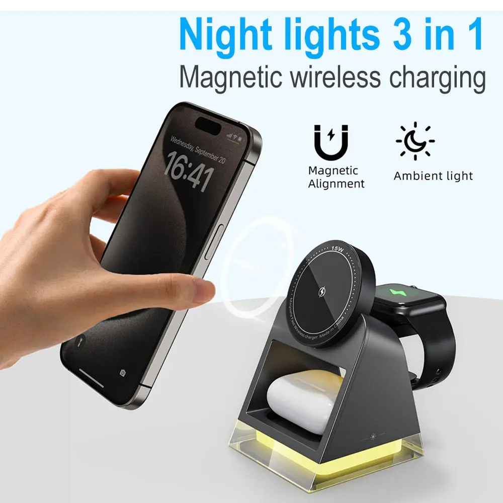 Foldable 3-in-1 Wireless Charger Stand For Samsung Galaxy Z Fold 5 4 3 S23 Ultra Fast Charging Dock Station For Samsung Galaxy