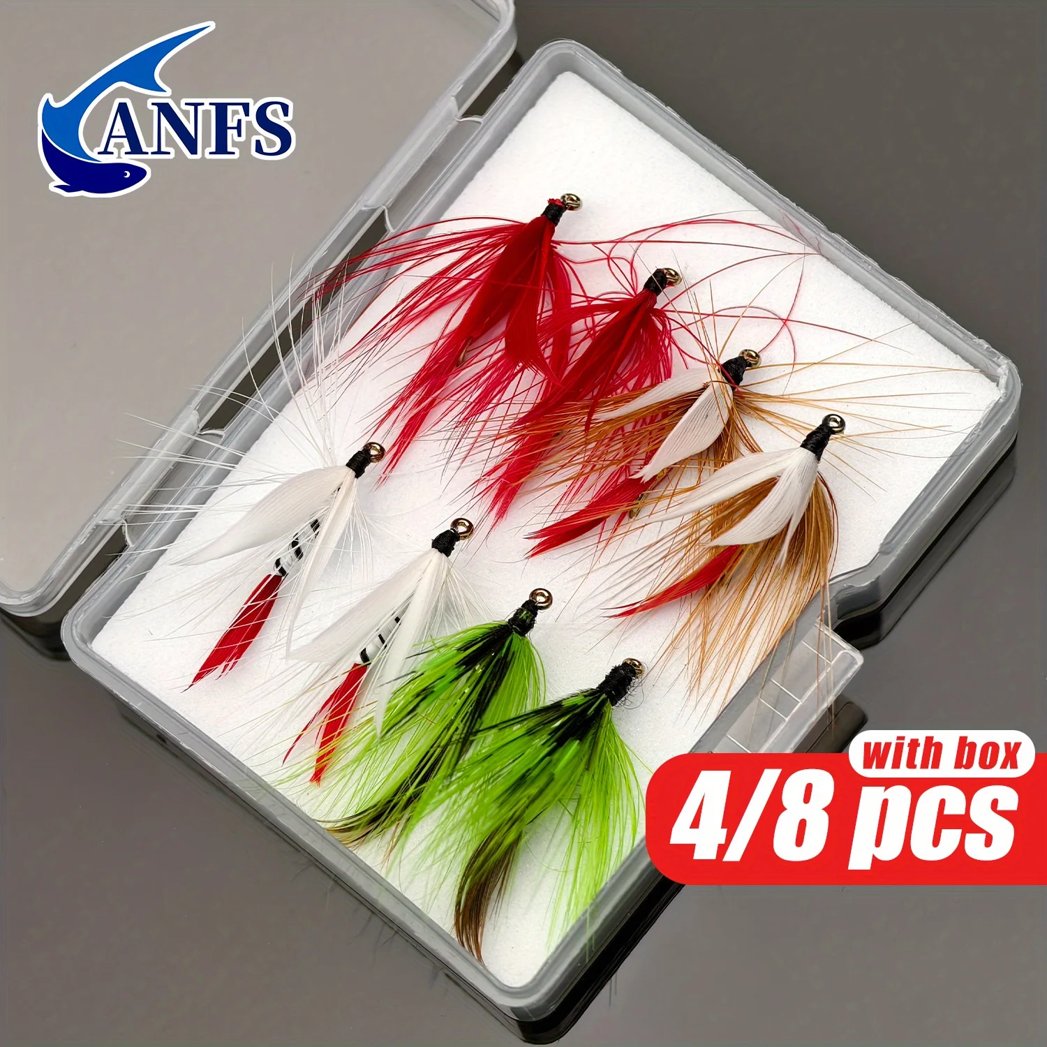 ANFS 4 Stück/8 Stück Fliegenfischköder – klassischer Nassfliegenköder, sortiertes Design, perfekt für Rout, Barsch und Whitefish