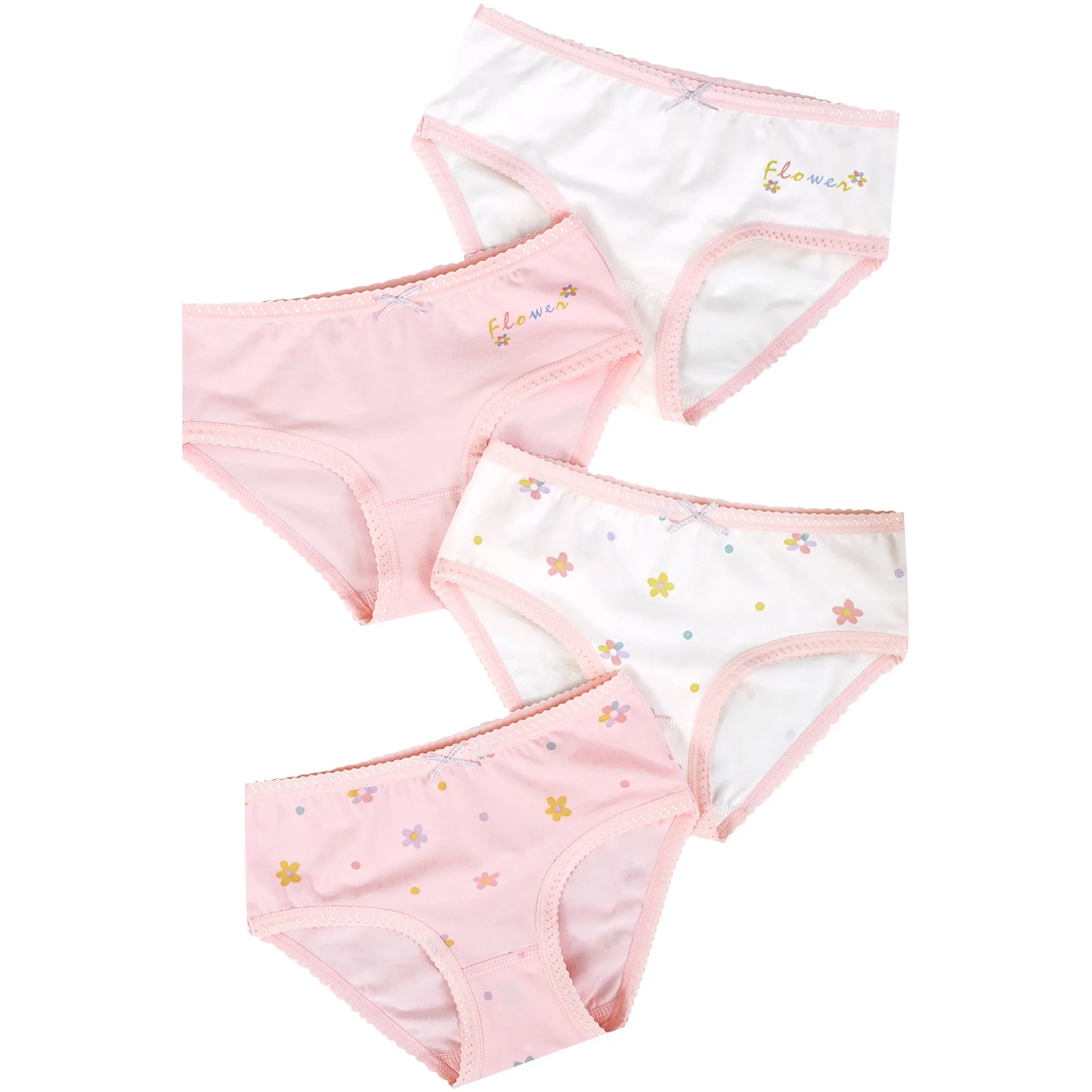 4Pcs/Set Girls Cute Bow Briefs Breathable Underpants Elastic Waistband Panties Underwear Toddler Undies Kids Panties