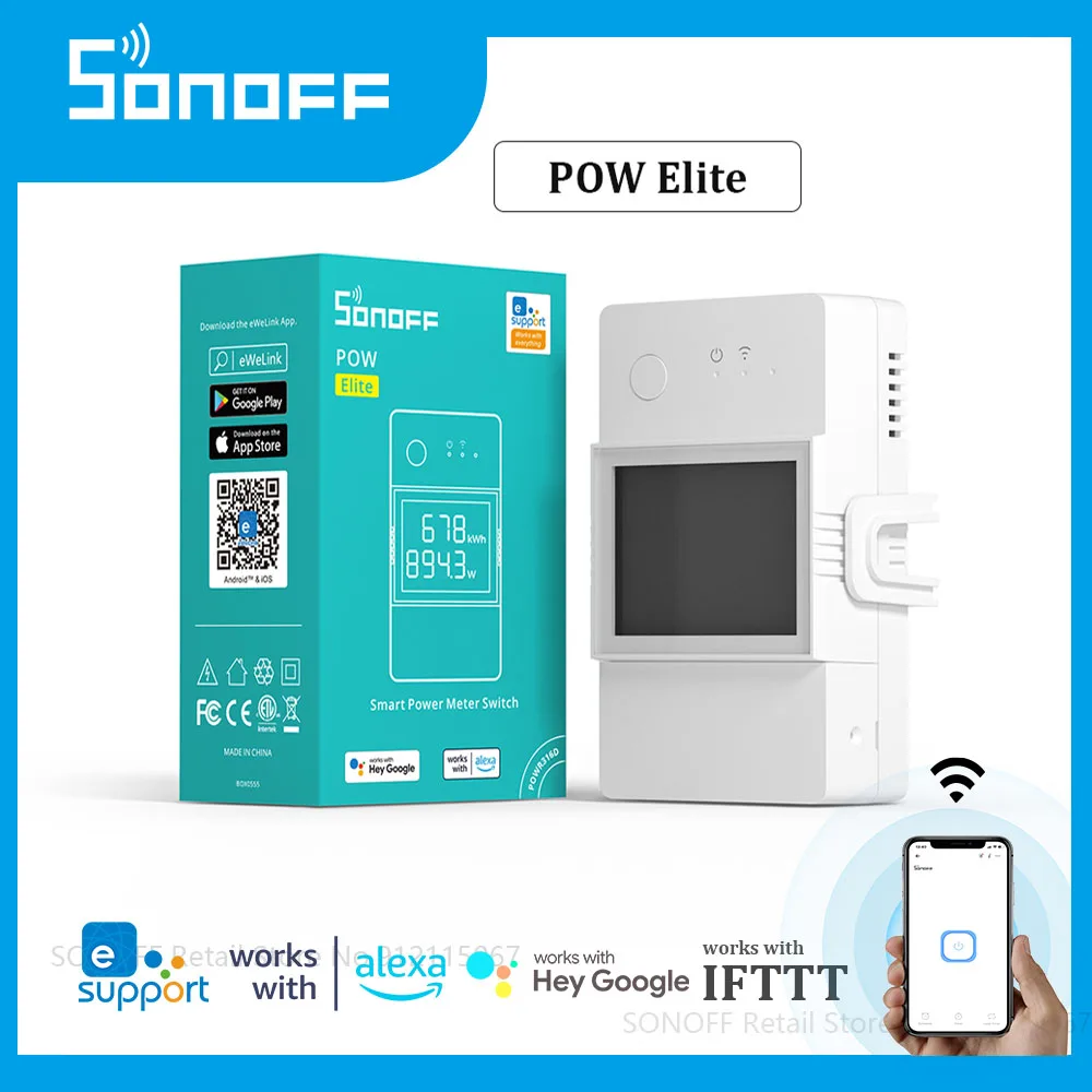 SONOFF Pow Elite 16A/20A WiFi Smart Power Meter Switch Electricy timer Consumption Monitor Works with Alexa Google Home Alice