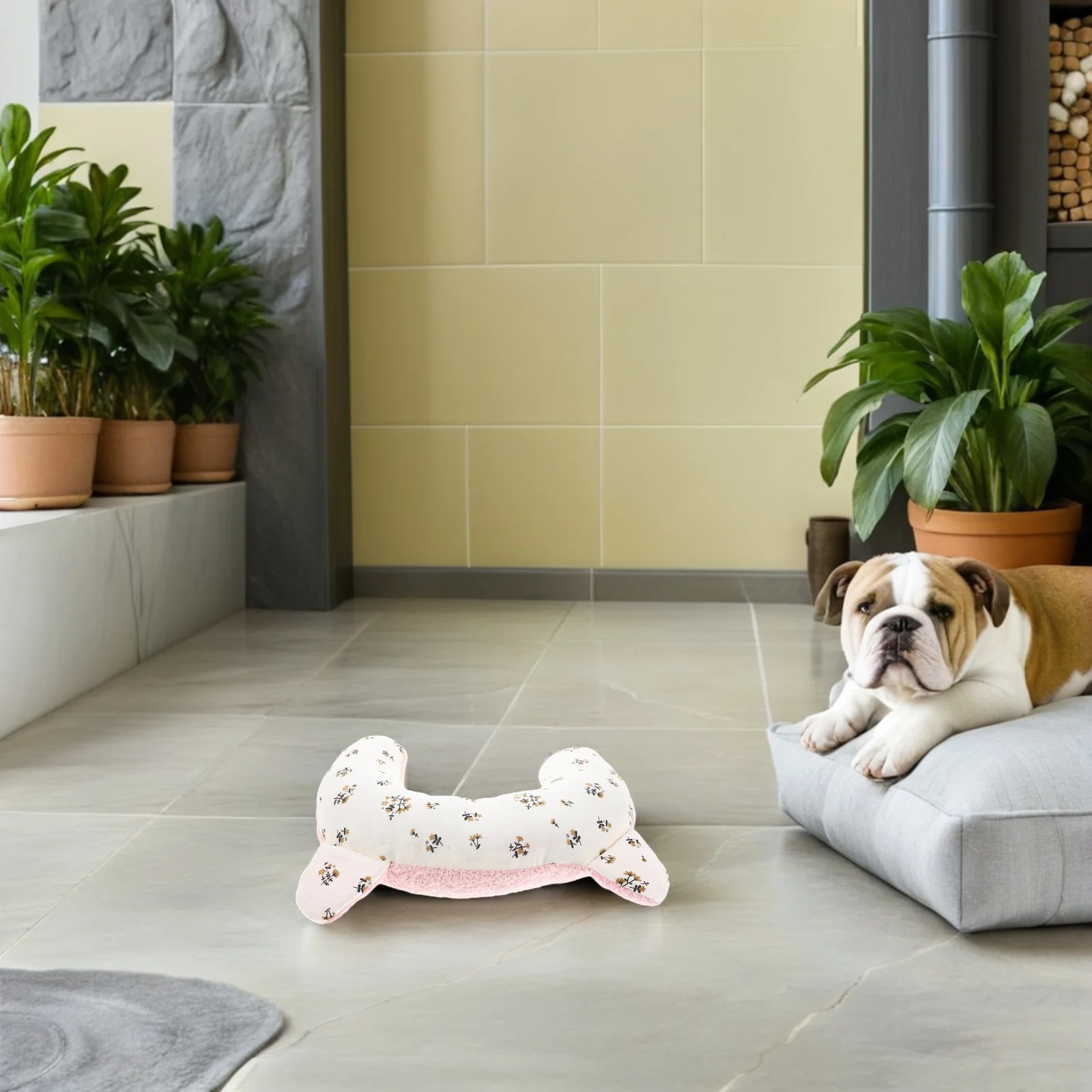 

-Shaped Dog Neck Pillow For Small Dogs Soft Washable Sleeping Cushion Bed Support - Pet Sleeping