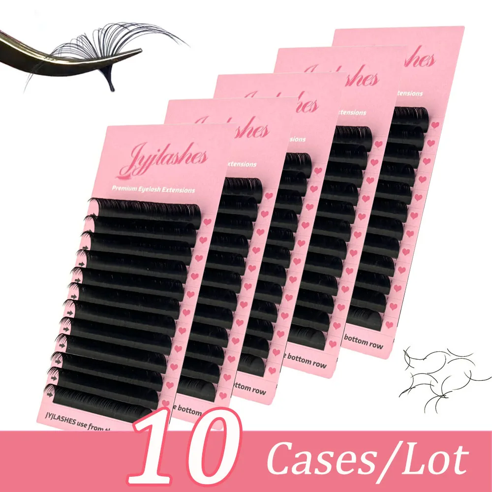 JYJLASHES 10cases/Lot Classic Eyelashes ExtensionsKorea PBT False Individual Lashes Hand Made Faux Mink Eyelashes for Extensions