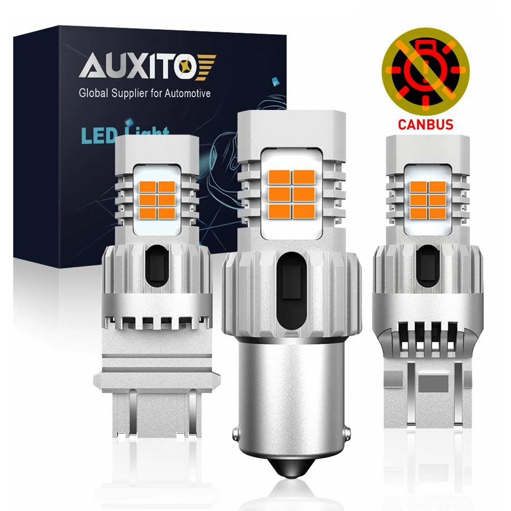 AUXITO 2X 7440 LED T20 W21W WY21W 1156 BA15S 3157 P27/7W LED Bulbs Canbus No Error Amber Yellow Turn Signal Light No Hyper Flash