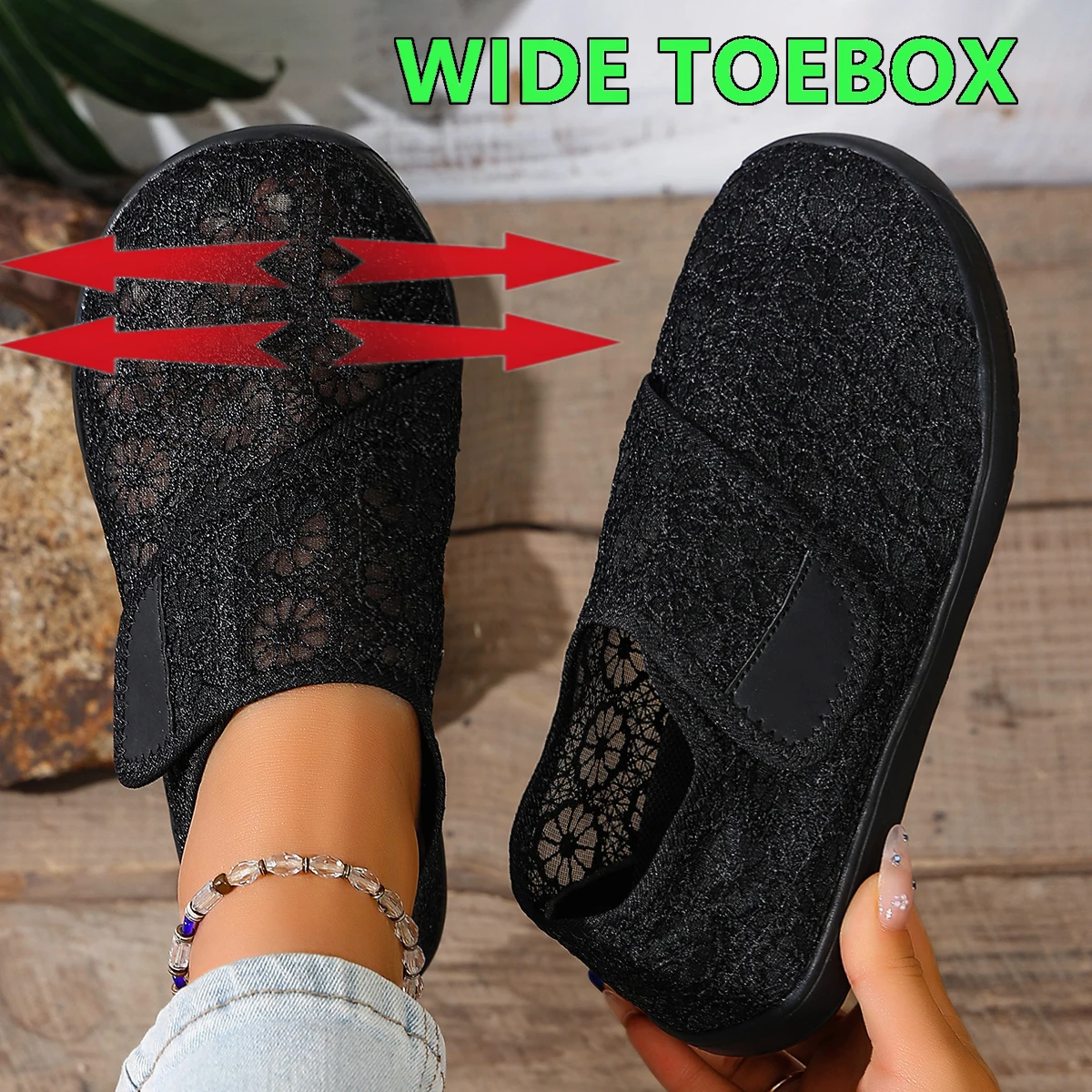 Chaussures de marche décontractées orthopédiques pour femmes, pour pieds larges et enflés, avec ajustement pour l'éversion du pouce, confortables, pour diabétiques, style pieds nus