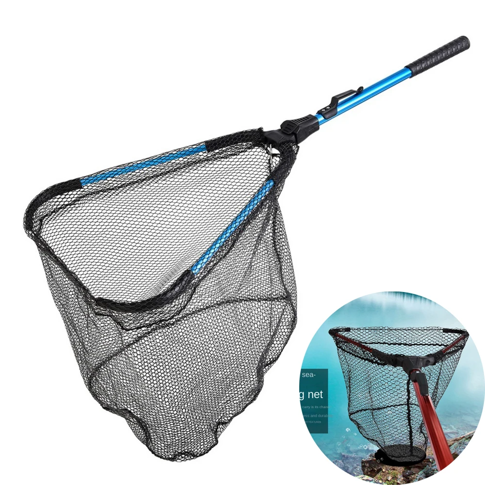 72/80cm Aluminum Alloy Fishing Net Telescoping Foldable Landing Net Retractable Pole for Carp Fishing Tackle Catching Releasing