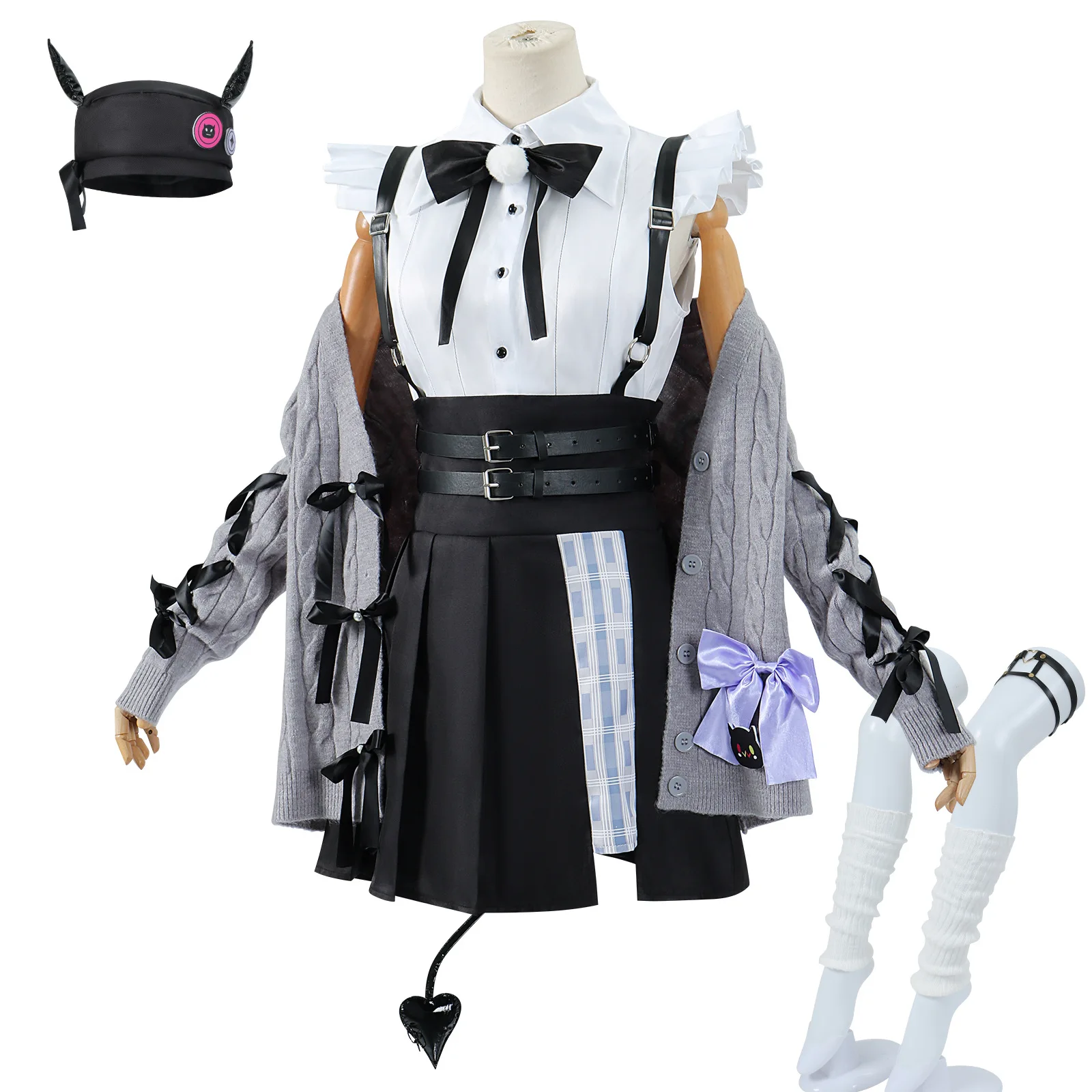 Virtual YouTuber VTuber Tokoyami Towa Cosplay Costume Japanese Sweater Coat Hat Tail Outfits Wig VTuber Cosplay Costumes Women