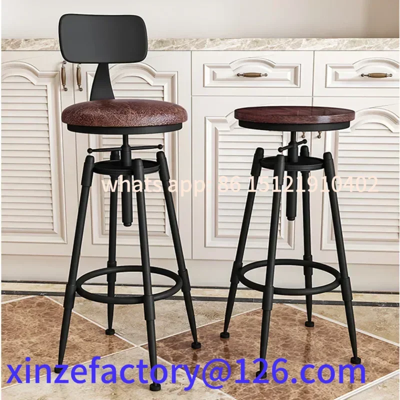 Cadeiras de jantar vintage personalizáveis, bancos de bar rotativos de elevação, assento alto de ferro, pintura de cozimento de alta temperatura, nórdico