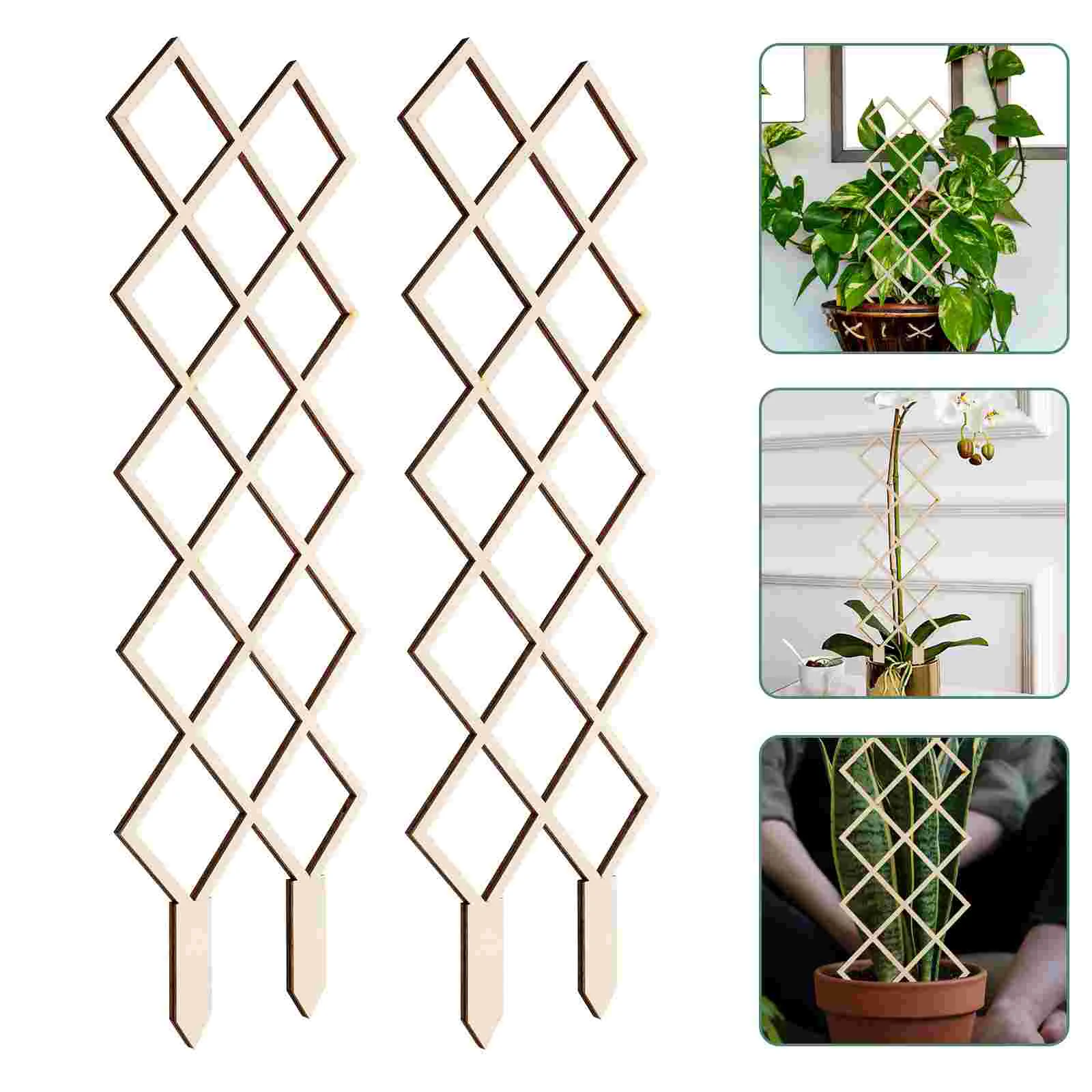 2pcs Potted Plants Trellis Wooden Indoor Plant Trellis Small Garden Trellis for Climbing Plants