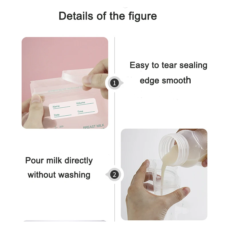 30pcs 200ml Milk Freezer Bags Mother Milk Baby Food Storage Breast Milk Storage Bag BPA Free Baby Safe Feeding Bags Feeding Bag