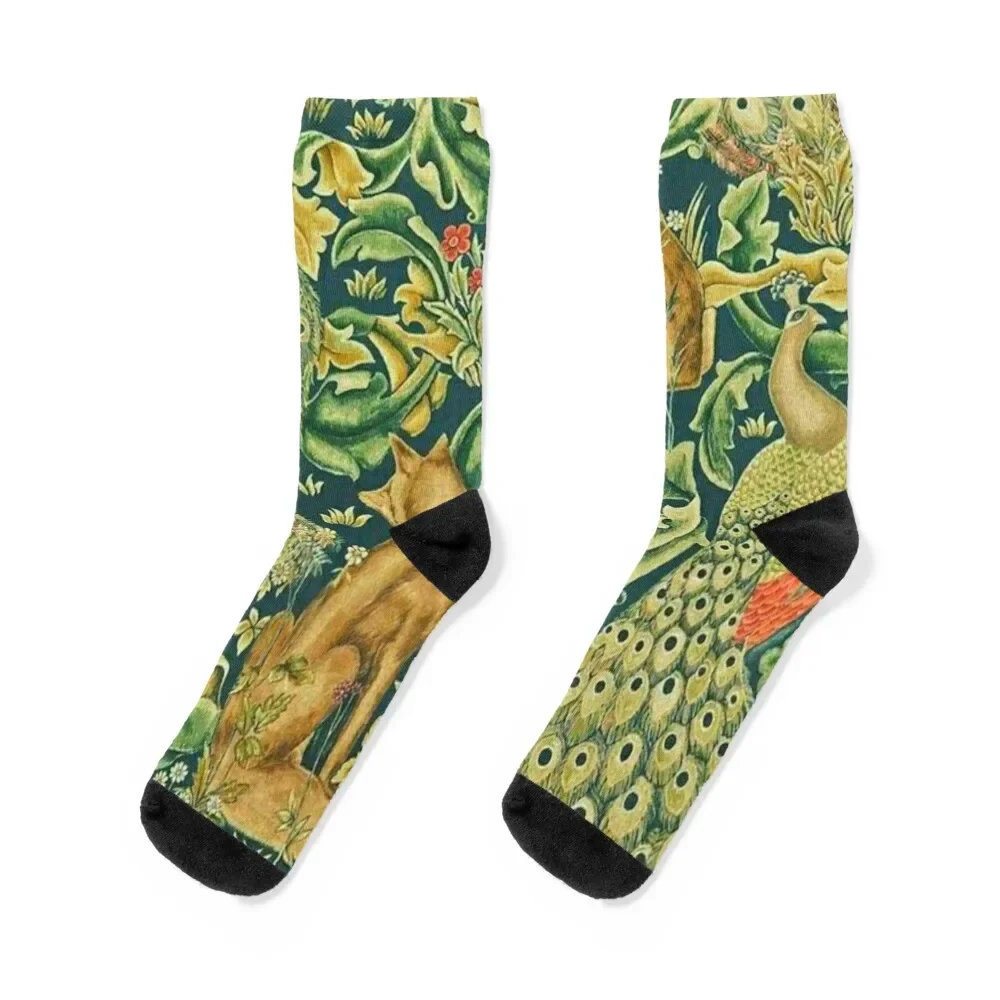 

William Morris standen forest -teal Socks new year FASHION Luxury Woman Socks Men's