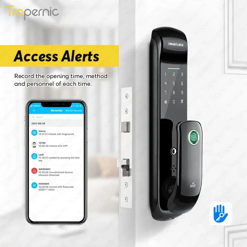 

003 Exterior Tuya Home Cylinder Electronics Fingerprint Bedroom Smart Door Lock With Ttlock App