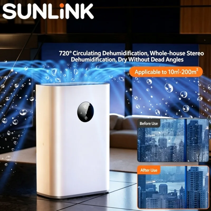 

1pc 220V Only Smart Dehumidifier Portable Quiet Air Dryer with Intelligent Control Ideal for Home Bedroom Bathroom Basement