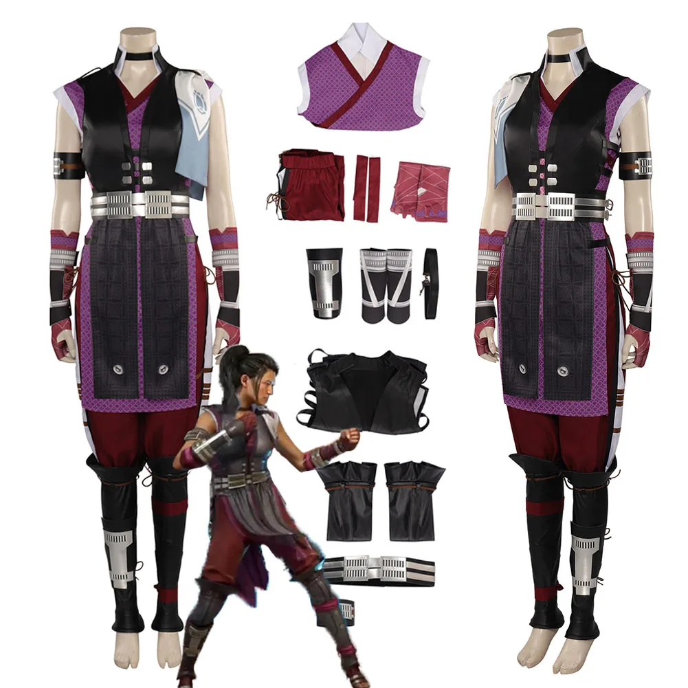 

Game Mortal Cos Kombat Li Mei Cosplay Costume Adult Female Fantasia Dress Pants Disguise Outfit Halloween Carnival Roleplay Suit