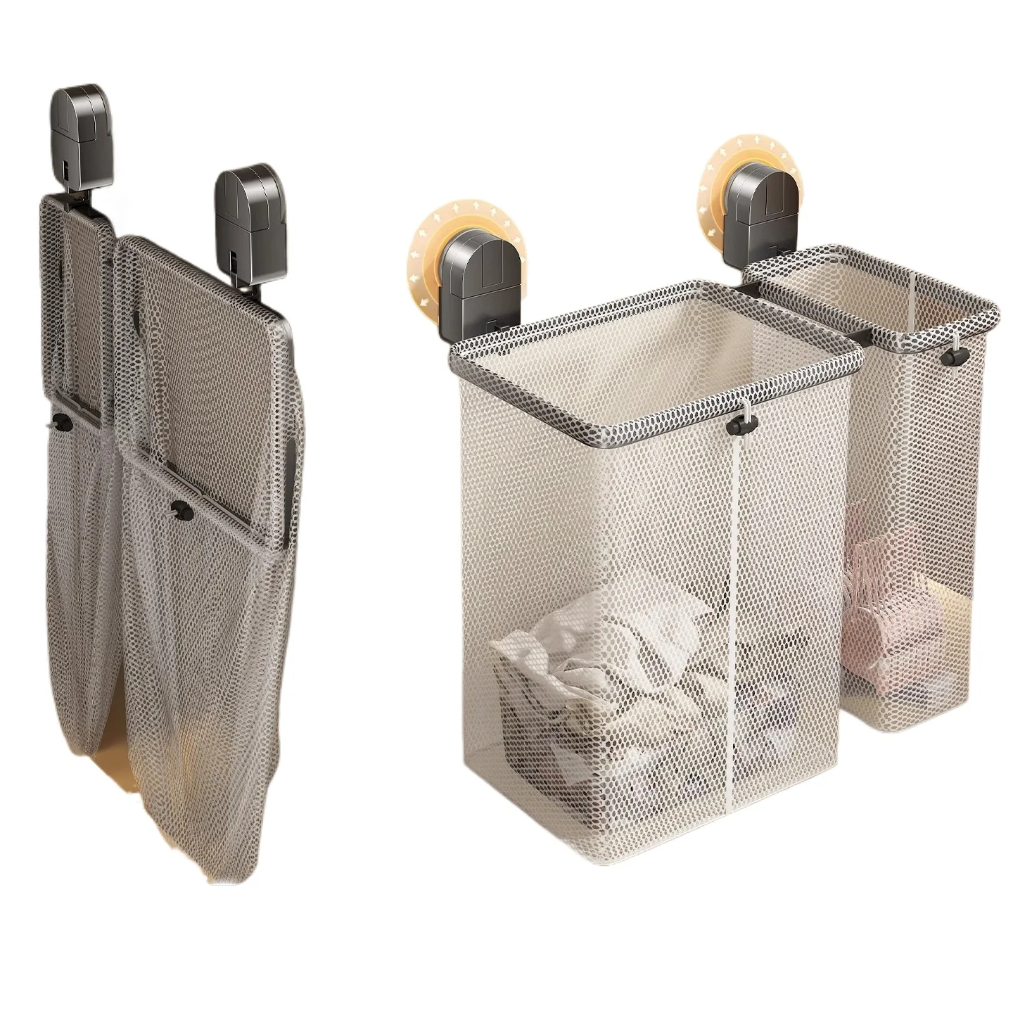 Suction Cup Dirty Clothes Basket Household Dirty Clothes Basket Hanging Foldable Toilet Bathroom Dirty Clothes Storage Basket