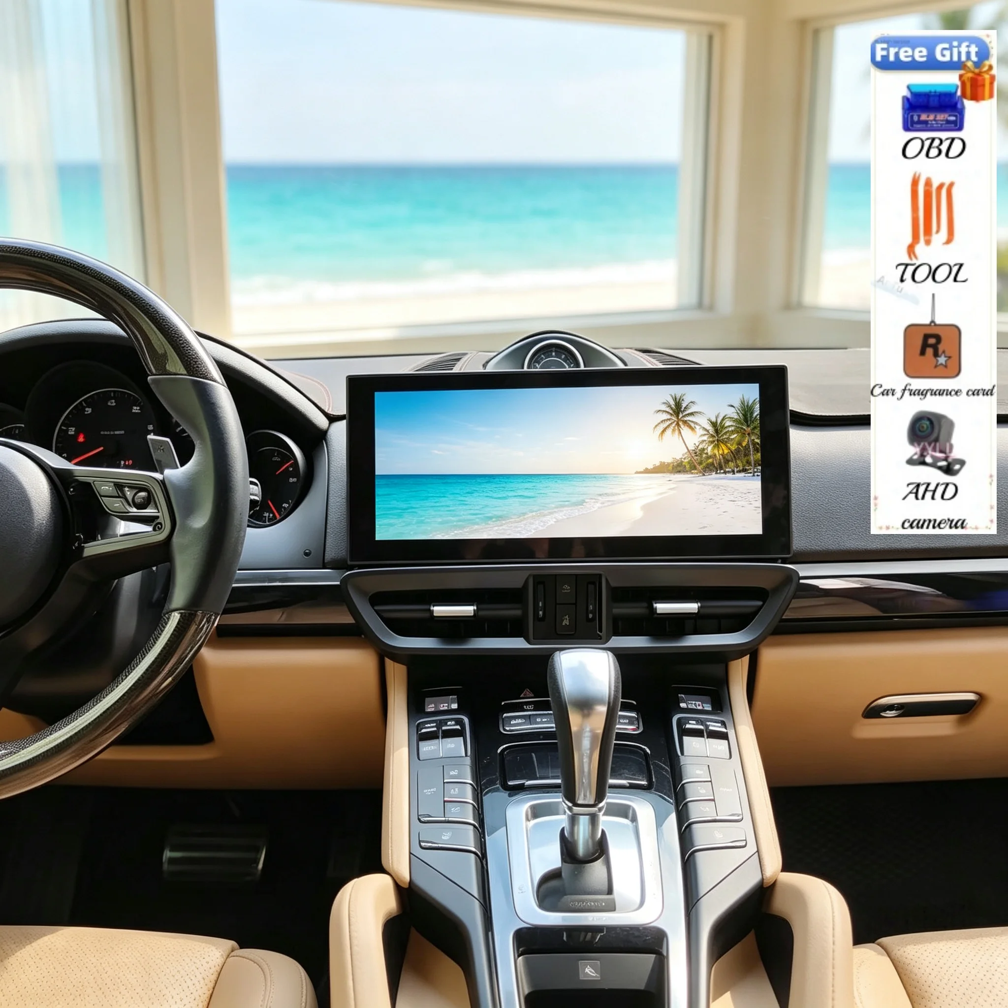12.3inch Car Multimedia Video Player GPS Navigation Android14 Radio Stereo Carplay 4G Audio For Porsche Cayenne 2010-2017 BT 5.0