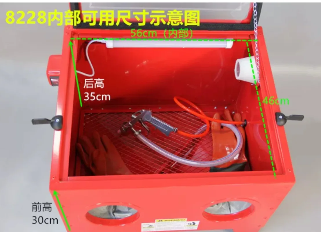 Equipped with sandblasting nozzle, suitable for rust removalof paint stains25/40/60 gallon portable desktop sandblasting cabinet