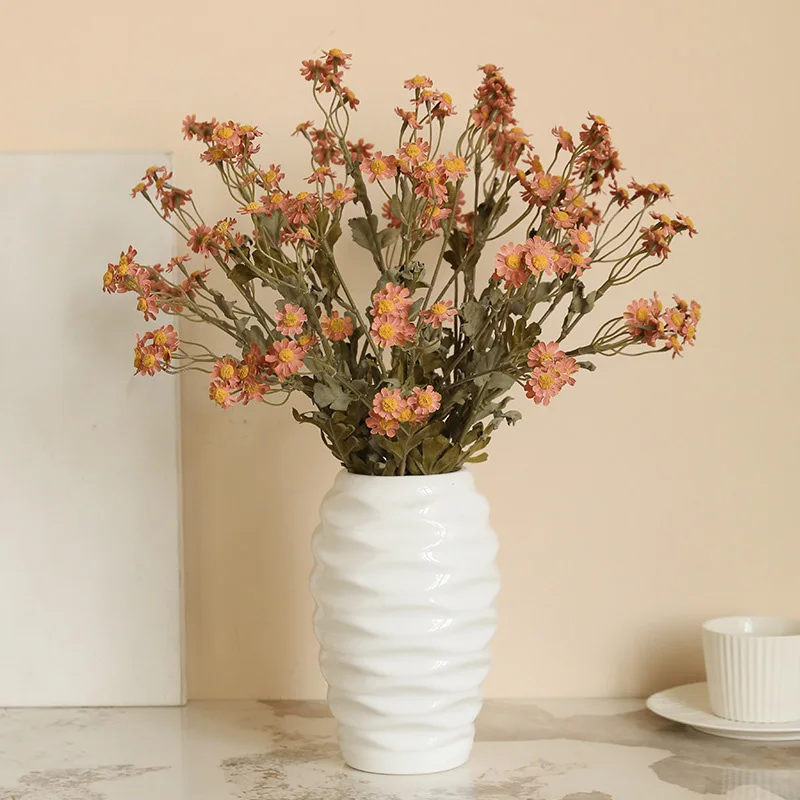 5 uds 53CM otoño crisantemo manzanilla flor Artificial campo Vintage hogar Hotel flor arte decoración flor de seda