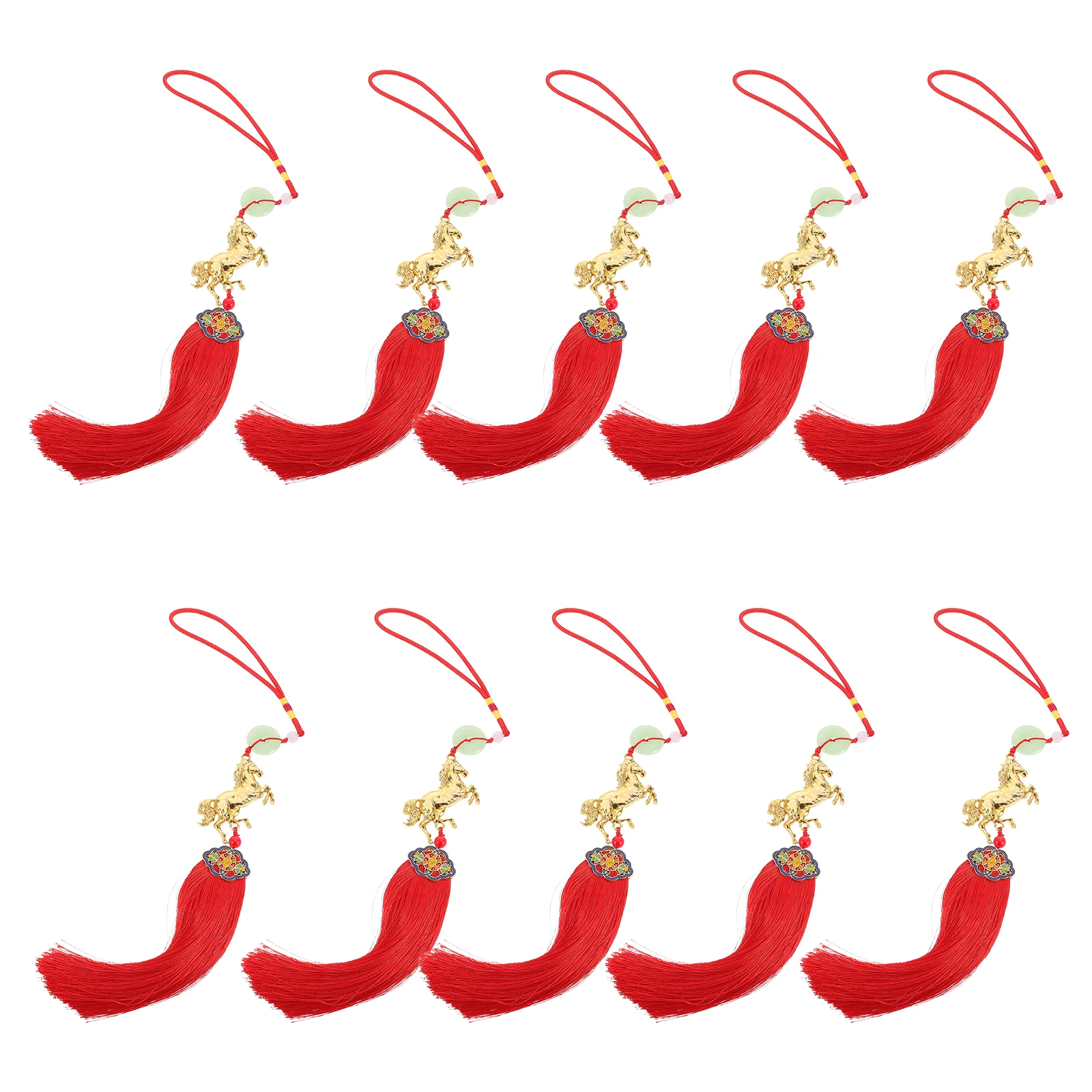 

Zodiac Horse Ornament Chinese Knot Tassel New Year Hanging Ornamnet Animal Decor Pendant Metal Charm