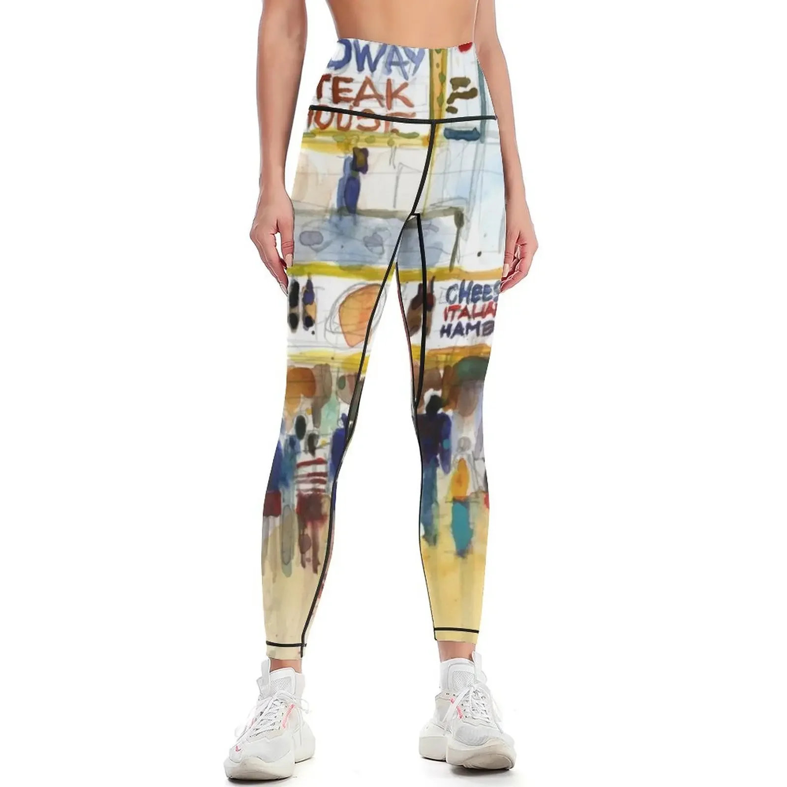 

Jersey Shore - Seaside Heights - Watercolor - Boardwalk Leggings sportswear gym sportswear for gym Womens Leggings