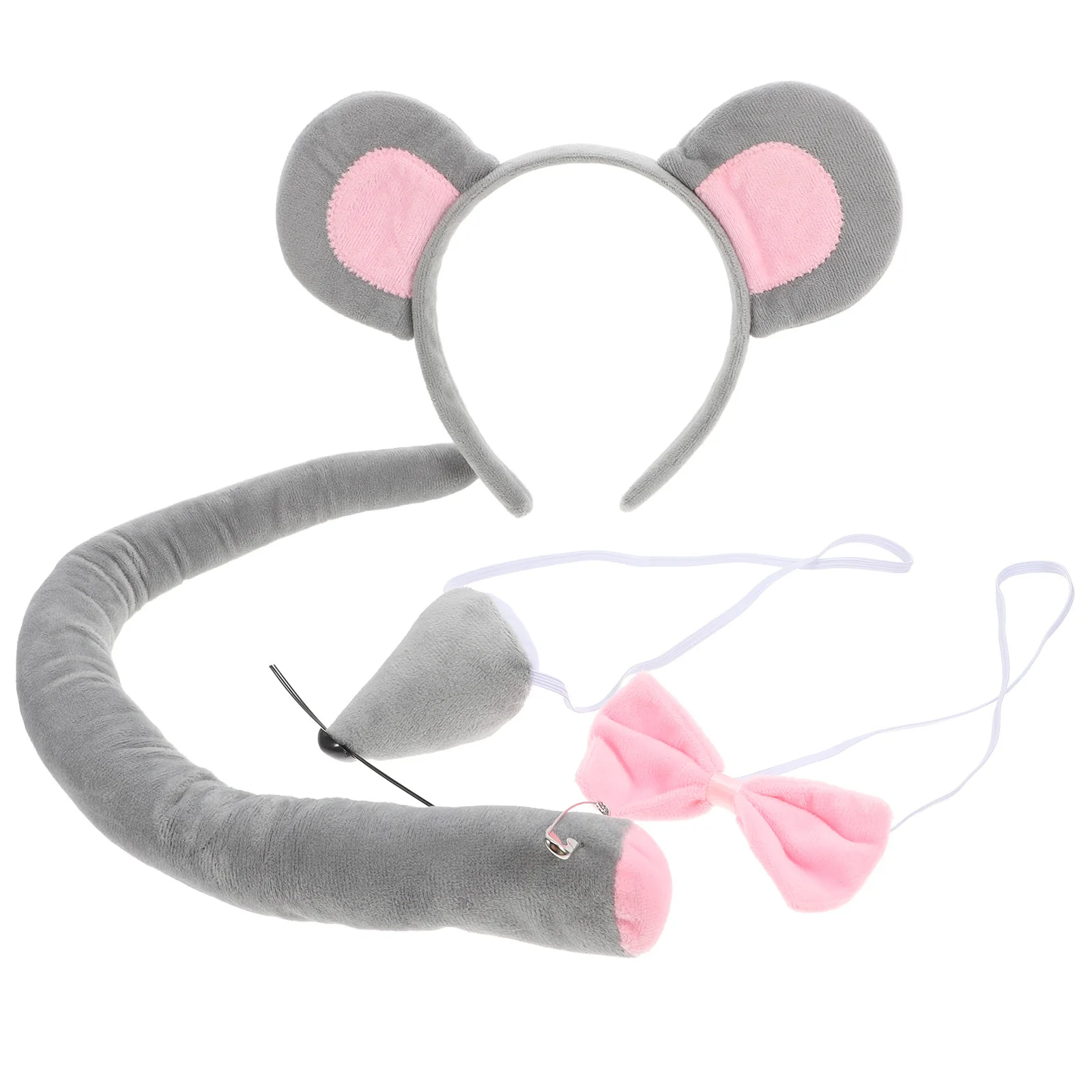 Opaska na głowę z uszami zwierząt, ogonem i muszką, zestaw kostiumu myszki dla dzieci, przebranie na Halloween, urodziny, akcesorium na imprezę.