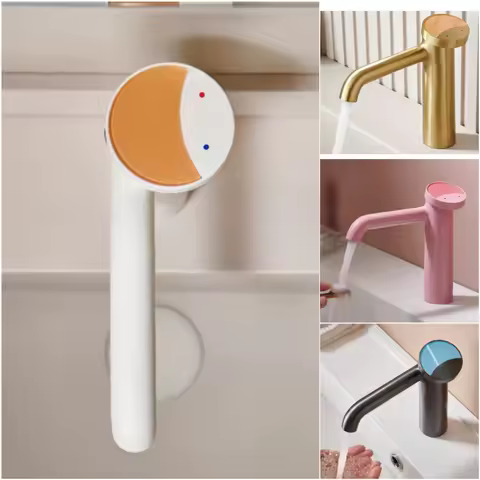 Smile Pink White Chrome Basin Sink Faucet Brass Deck Mounted Hot Cold Water Mixer Lavatory Sink Tap Crane For Kitchen Bathroom