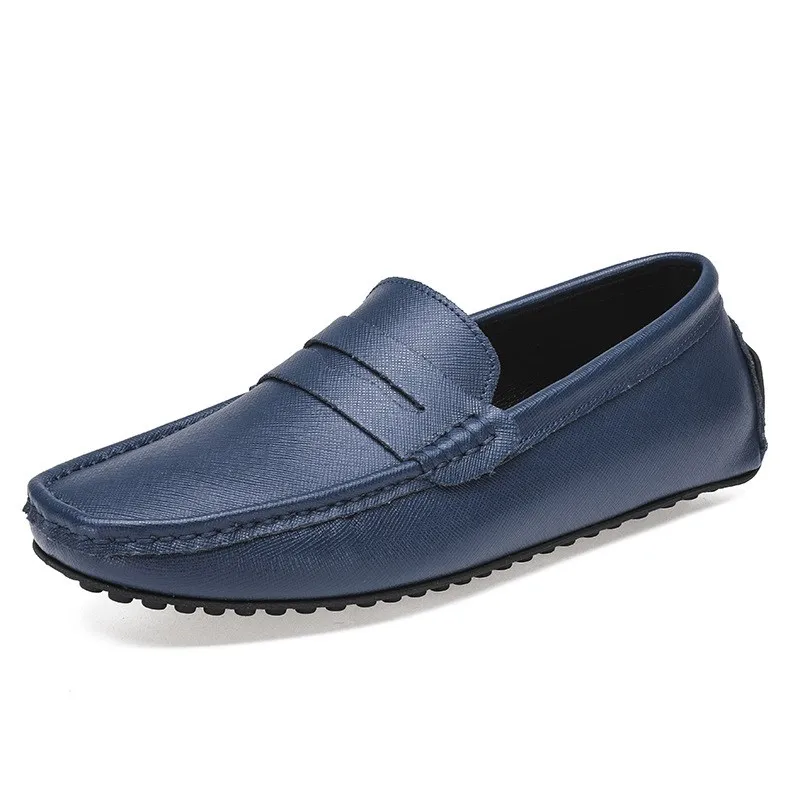 

New Men's Casual Driving Shoes Soft Bottom Fashionable Slip-On Large Size Leather Bean Bean Shoes Versatile Lazy Shoes