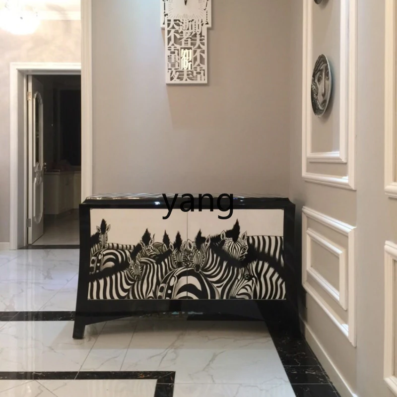 LMM Modern Simple and Light Luxury Style Living Room Zebra Pattern Personalized Fashion Art Sideboard Cabinet