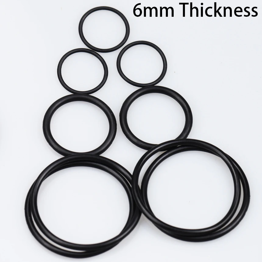 Image of 17-600mm Außendurchmesser 6mm Dicke CS O-Ring Auto-Installationsreparatur Dichtungsscheibe Abdichtung Schwarz Buna-N NBR Gummidichtung O-Ring