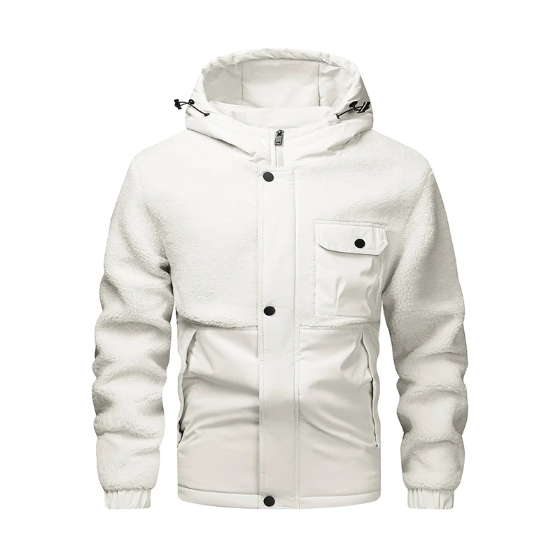 Ciclismo all'aperto Sport Campeggio Casual, Alla moda, Sciolto, Moda da uomo, Viaggi, Affari, Giacca in cotone di pelle di agnello calda e antivento