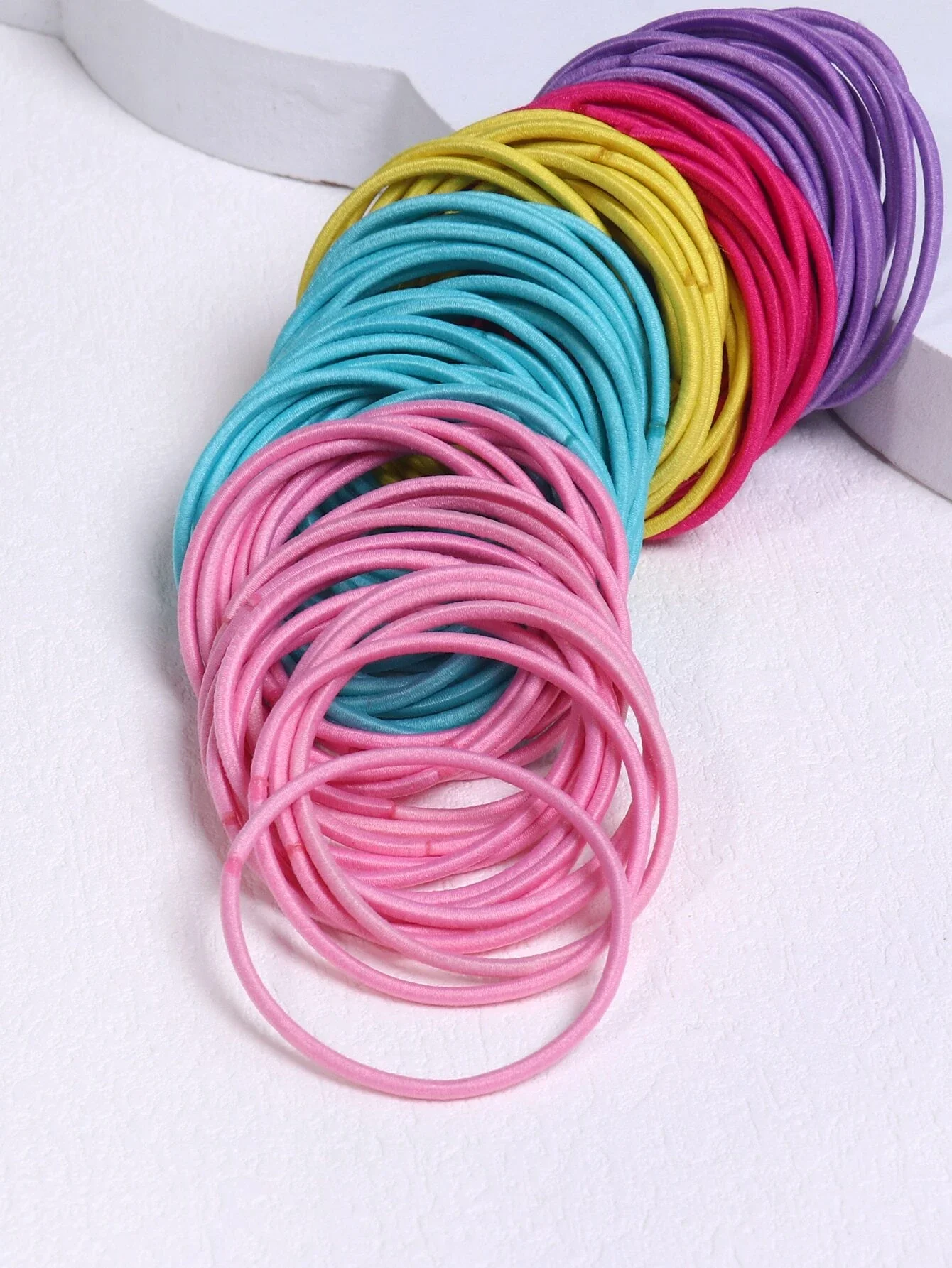 100pcs Girls' Korean Version Elastic Hair Ties With Assorted Colors For Daily Use