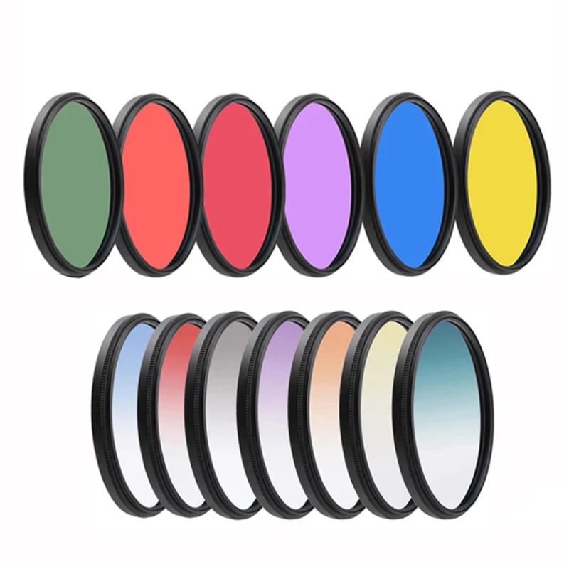 RISE(UK) 49/52/55/58/62/67/72/77/82mm Ultra Slim Frame Full Grey Pink Green Blue Red Brown Color Filter For DSLR SLR Camera Lens
