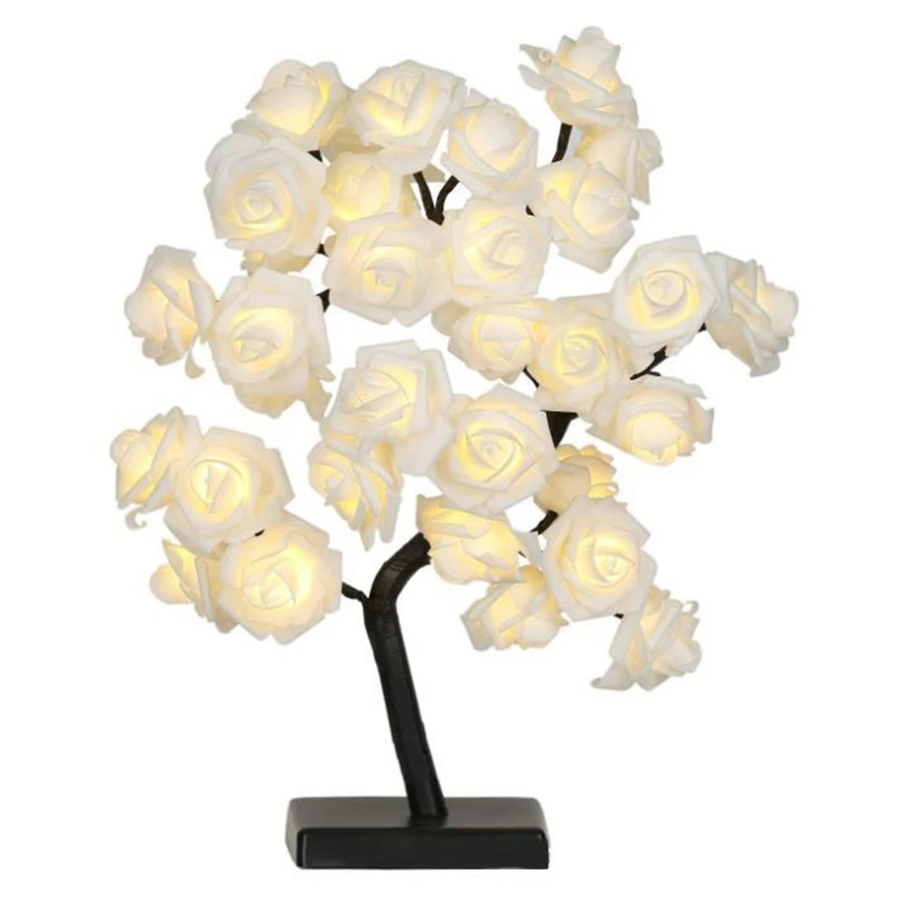 

LED Rose Flower Tree Lamp 32 LED Artificial Bonsai Tree Night Light Great Decoration for Home Valentine's Day Warm White