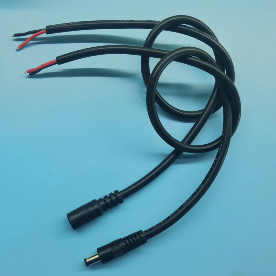 50cm /19.68 in 14AWG Connector Cable wire Male Female DC Power Plug Adapter Socket Jack 5.5X2.1mm /2.5mm For LED Strip Light