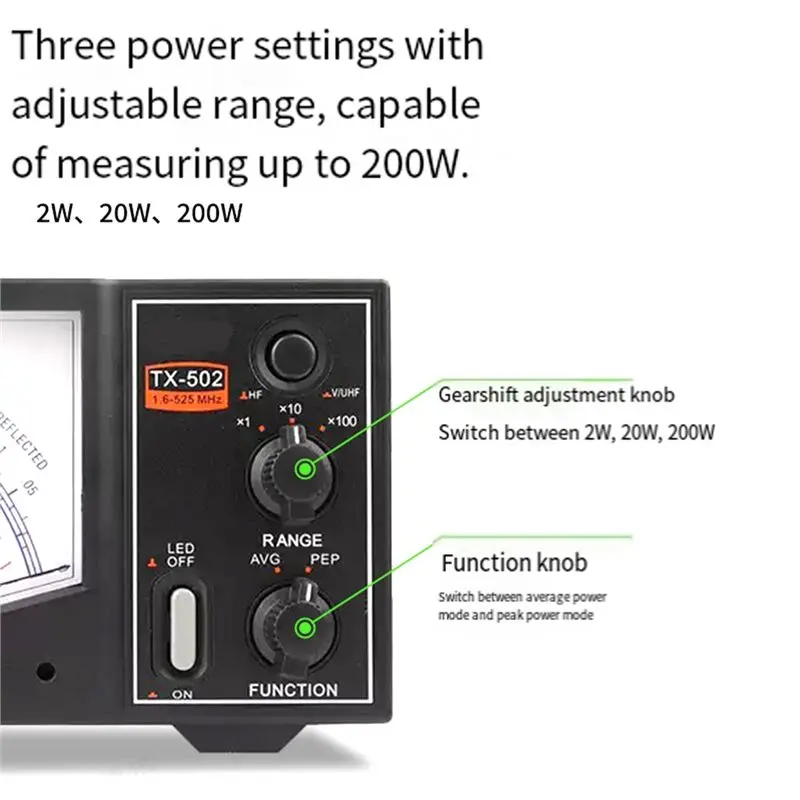 تسليم 24 ساعة TX-502 Mini SWR/Watt Meter 1.6- 525Mhz /V/U Band 200W لأداة قياس الطاقة اللاسلكية #2