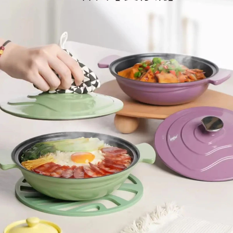 Heat-Resistant Clay Pot Casseroles for Claypot Rice Enameled Cast Iron Soup Pot Dry Fire-Proof & Anti-Crack Design