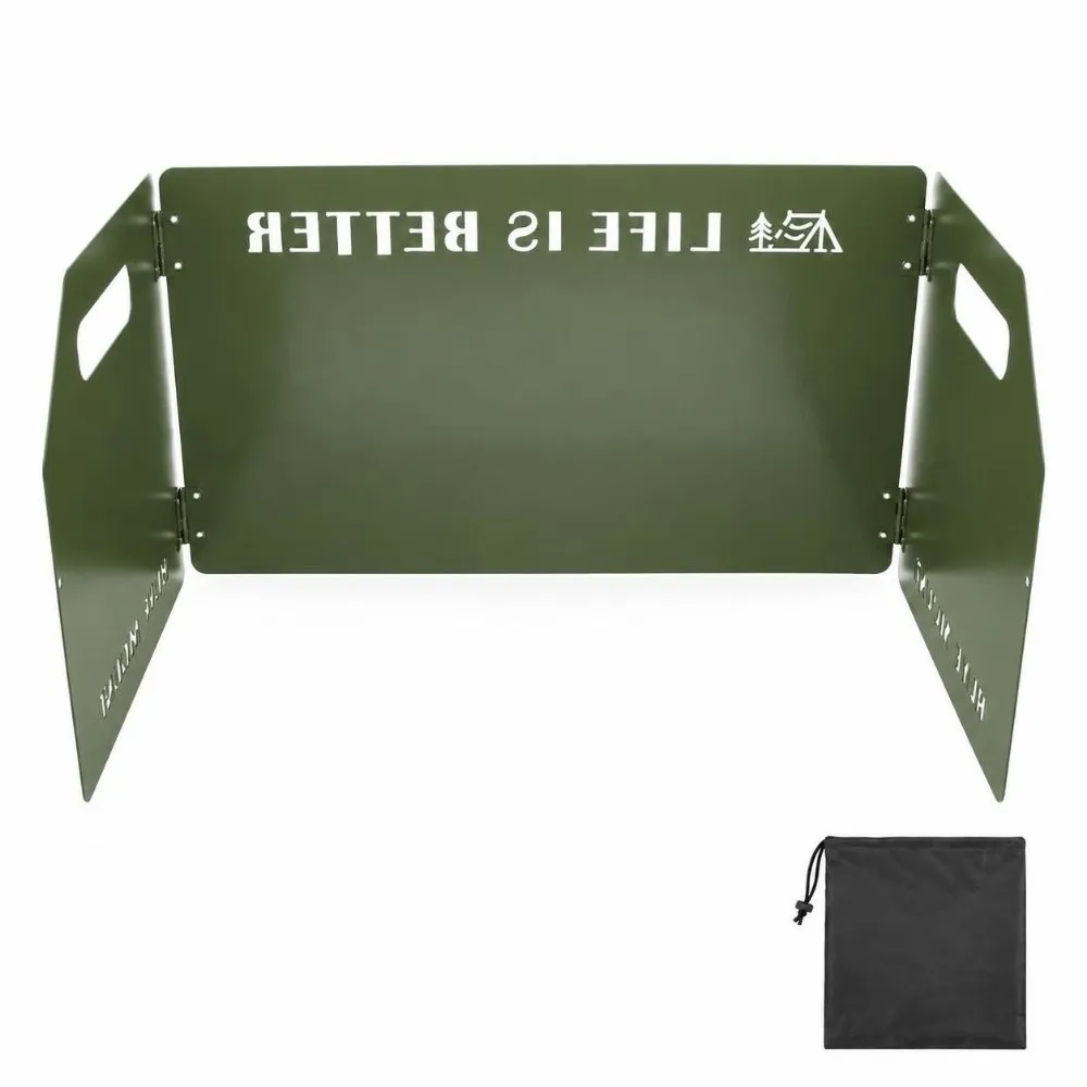 Practical Storage Bag Included Camping Stove Windscreen Windproof Portable Wind Blocker Tri-Fold Gas Cover Outdoor Cooking