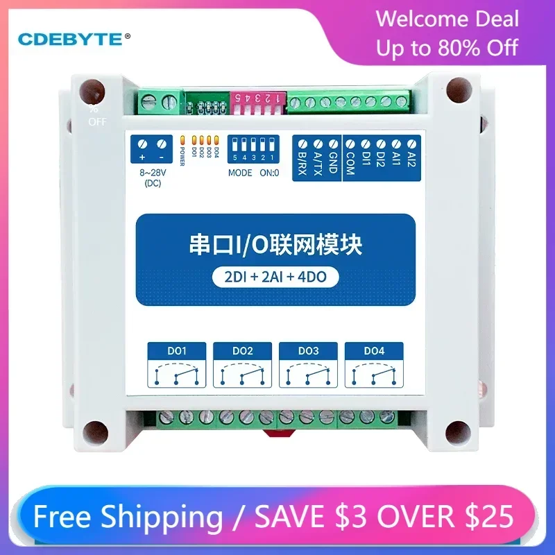 MA01-AACX2240 IOT RS485 ModBus RTU, módulos de red de E/S con puerto serie, salida de 4 interruptores, 2DI + 2AI + 4DO, Watchdog de estabilidad para