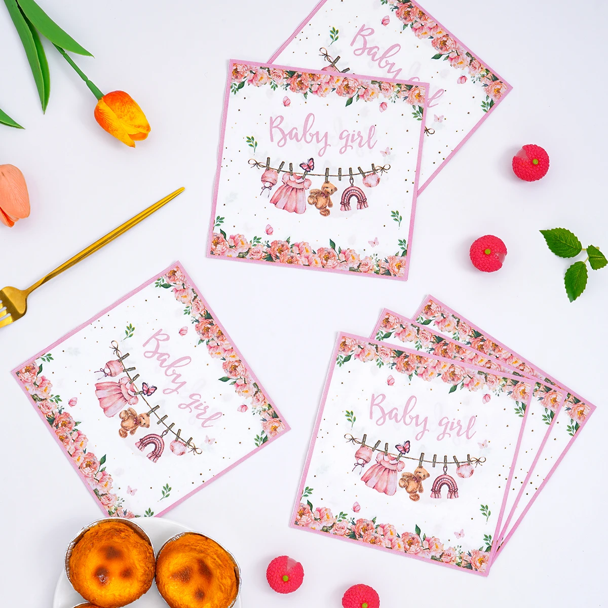Pink Floral Baby Girl Disposab - Pattern Tissue Paper recension och pris
