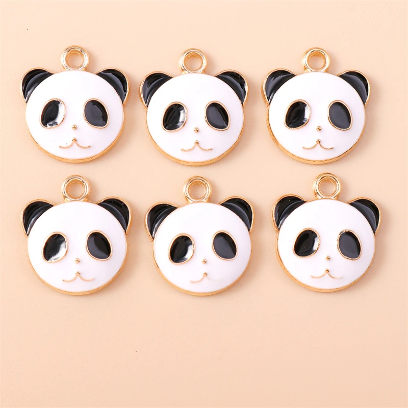 

20pcs 16x17mm Cartoon Animal Charms Enamel Panda Head Charms Pendants for Jewelry Making Earrings Necklaces DIY Crafts Supplies