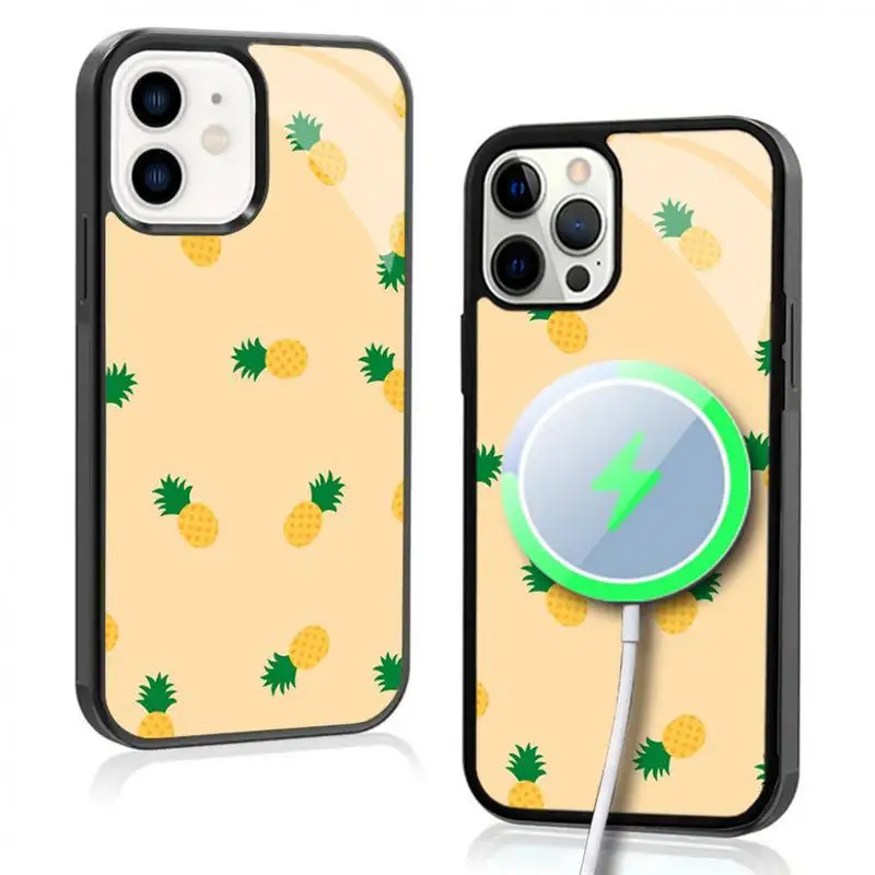 Pineapple Phone Case For IPhone 11 12 13 14 15 Plus Pro Max Mirror Acrylic Cover For Magsafe Wireless Charging