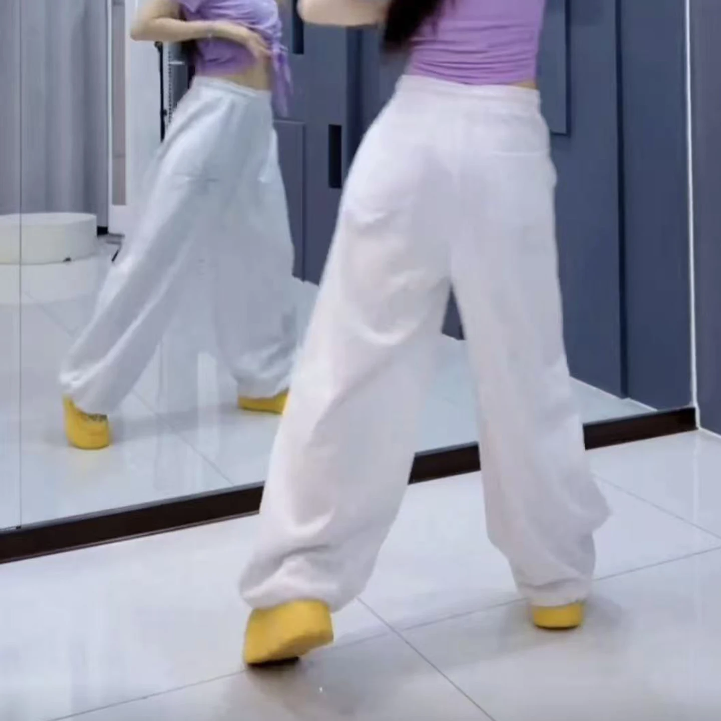 summer-glitter-casual-square-dance-pants-women's-loose-dancing-anti-aging-straight-leg-wide-leg-sports-workwear-trousers