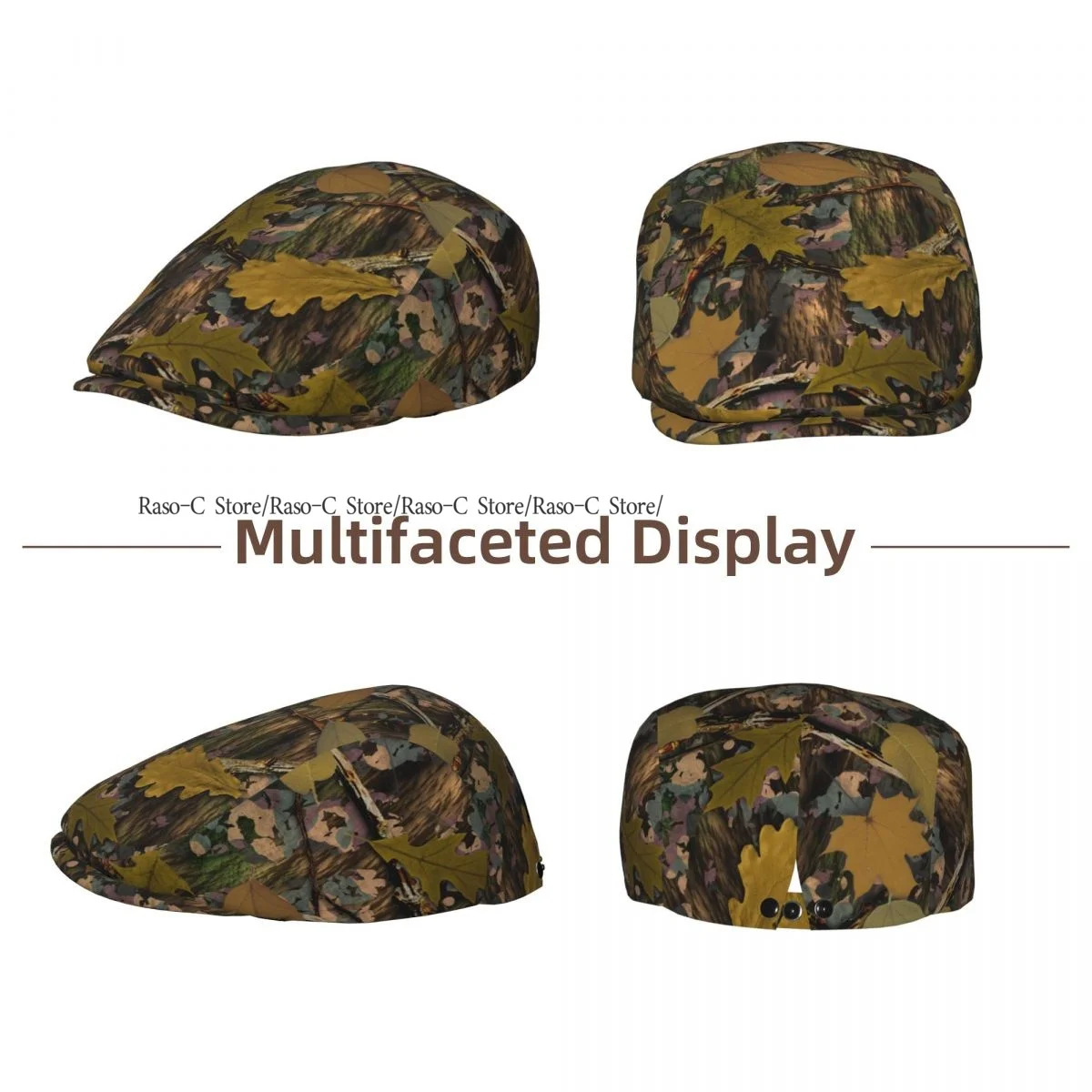 Flat Cap Men Women Newsboy Cap Natural Camouflage Tile Driving Bunnet Ivy Hat Bakerboy Hat Spring Summer Boina
