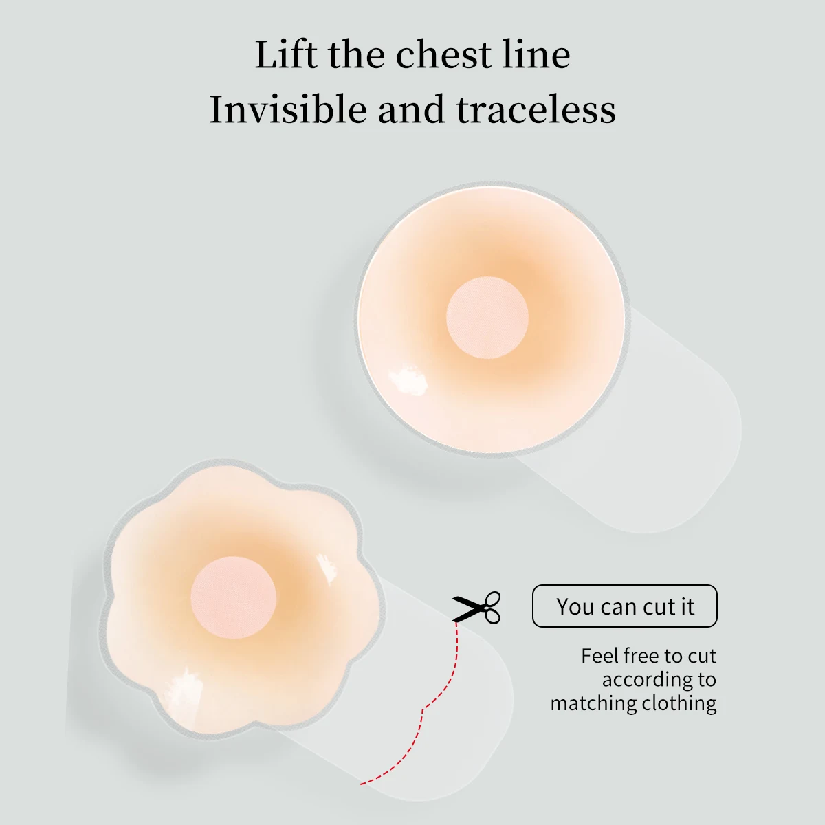 2-piece set of silicone nipple covers, lift-up breast covers, self-adhesive invisible bras, women's breast covers, reusable strapless bras view 6