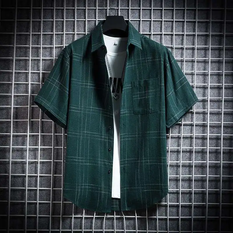 

Мужская повседневная рубашка в клетку, осенняя, свободного кроя, особого дизайна, без фирменного знака